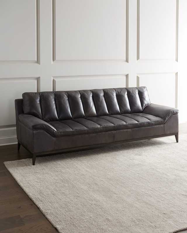 Kane Channel Tufted Leather Sof
