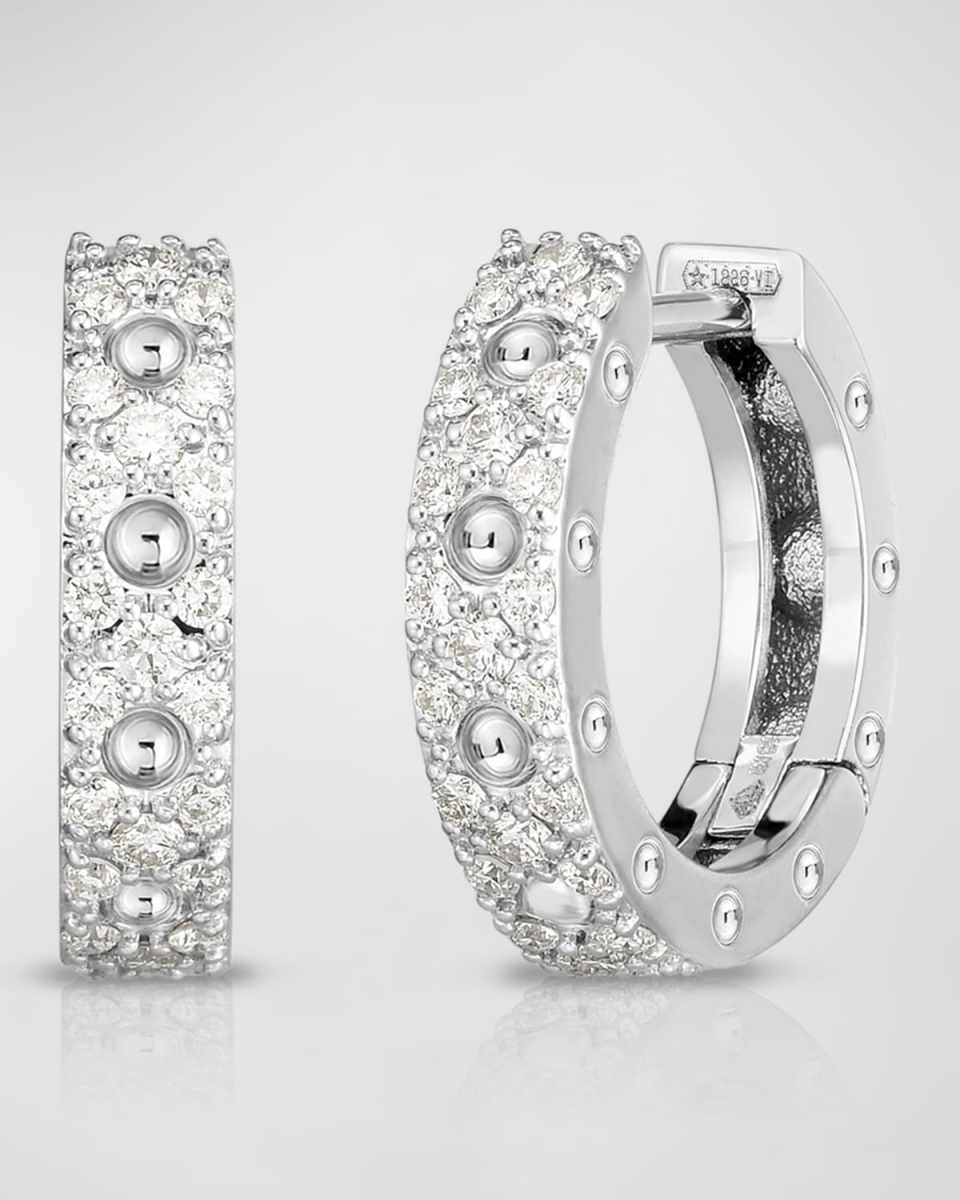 Pois Moi 18K White Gold Diamond Huggie Earrings, 15mm