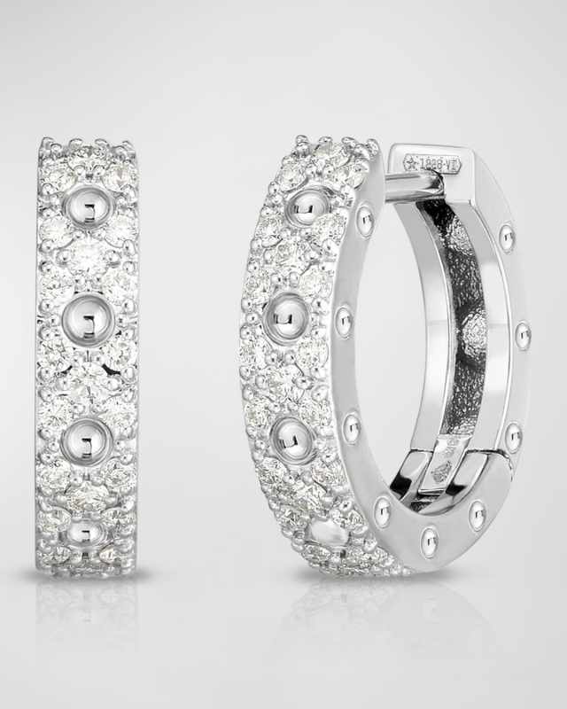 Pois Moi 18K White Gold Diamond Huggie Earrings, 15mm