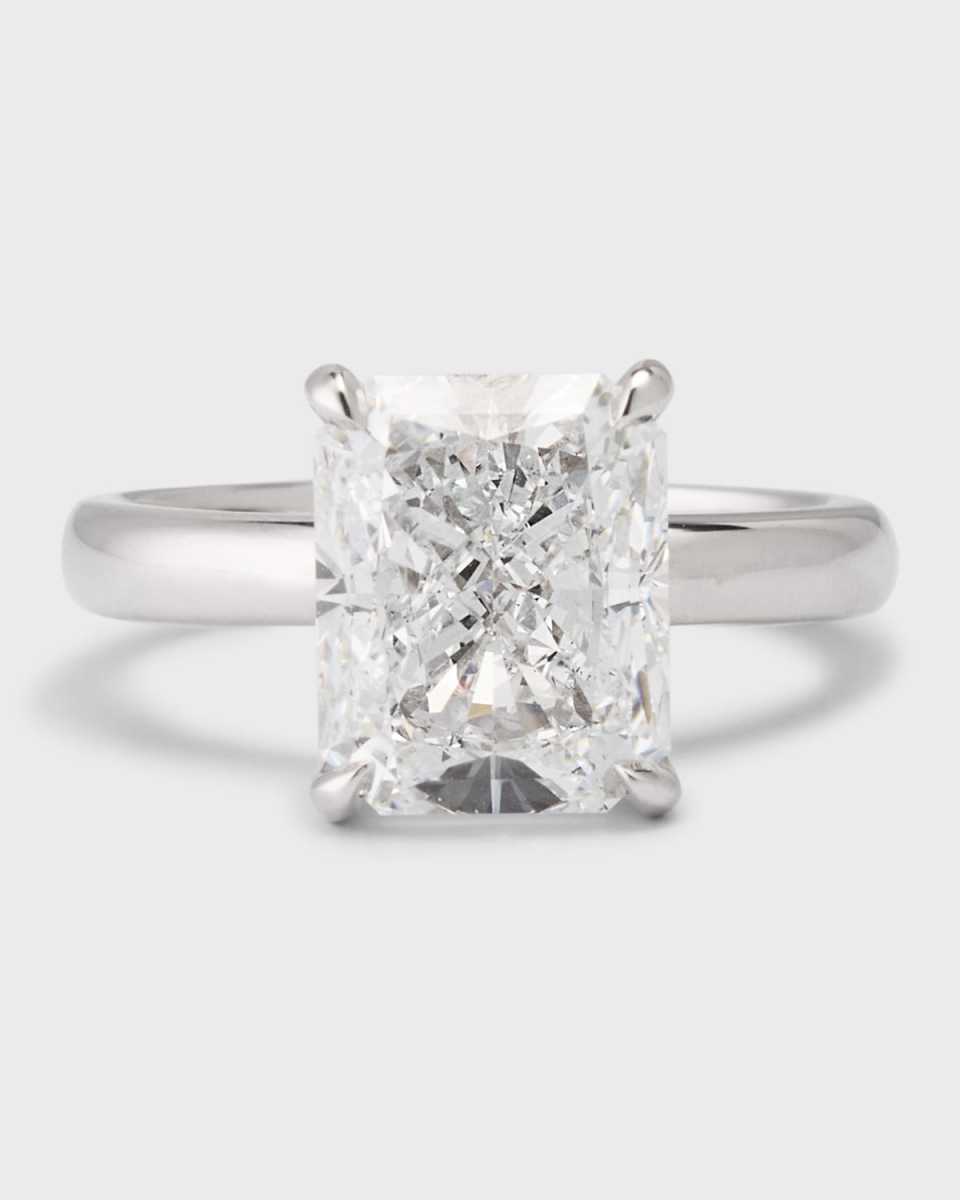 Lab Grown Diamond Platinum Radiant Solitaire, 5.0tcw, Size 7