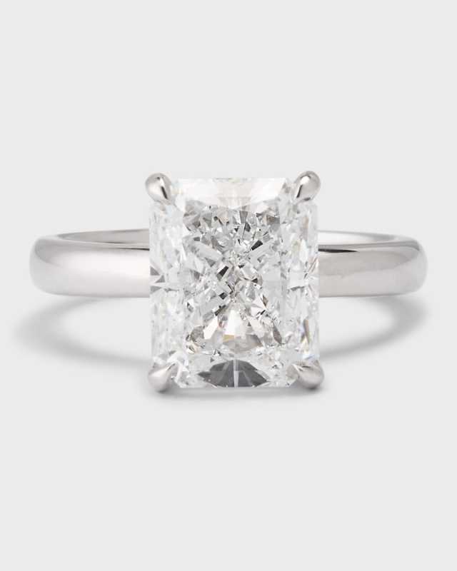 Lab Grown Diamond Platinum Radiant Solitaire, 5.0tcw, Size 7