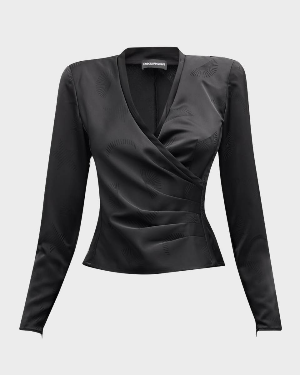 Pleated Crossover Blouse