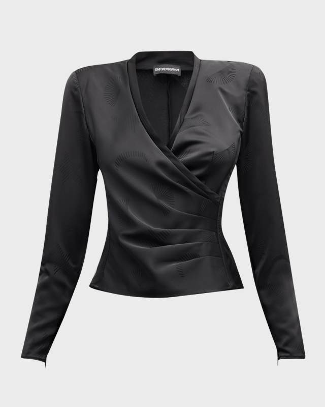 Pleated Crossover Blouse