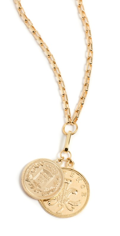 SHASHI Double Coin Necklace Gold