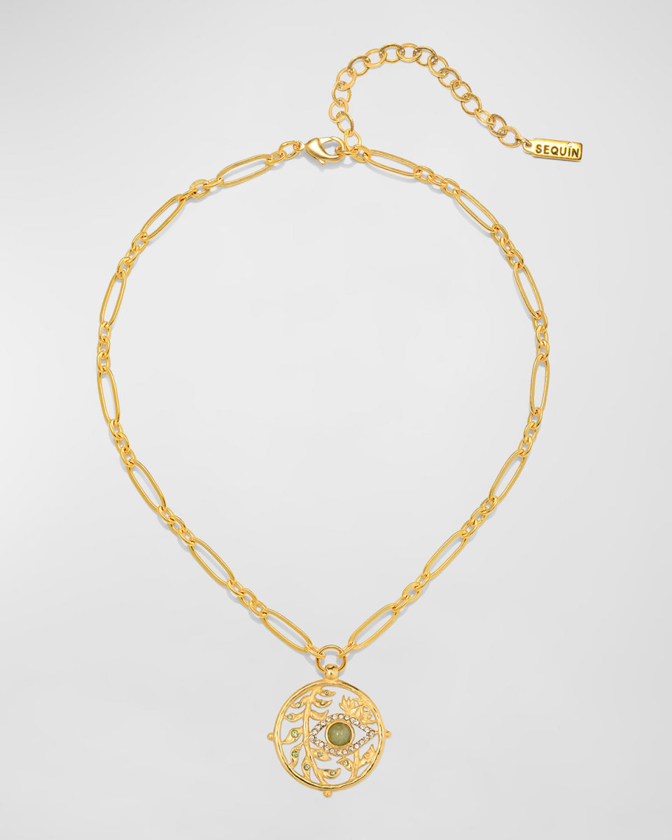 Peridot Evil Eye Pendant Necklace