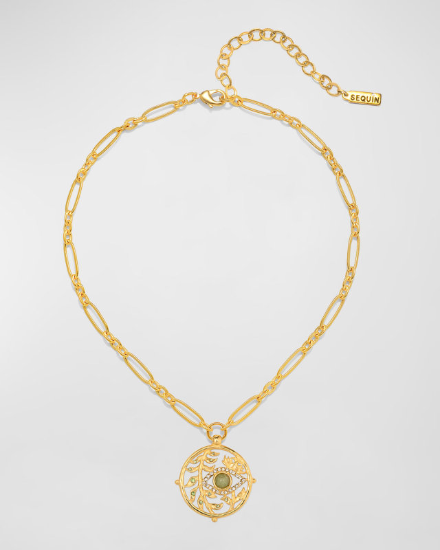 Peridot Evil Eye Pendant Necklace