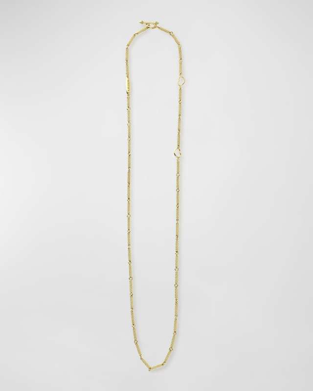 18K Gold Superfine Caviar Beaded Link Necklace with Toggle Clasp