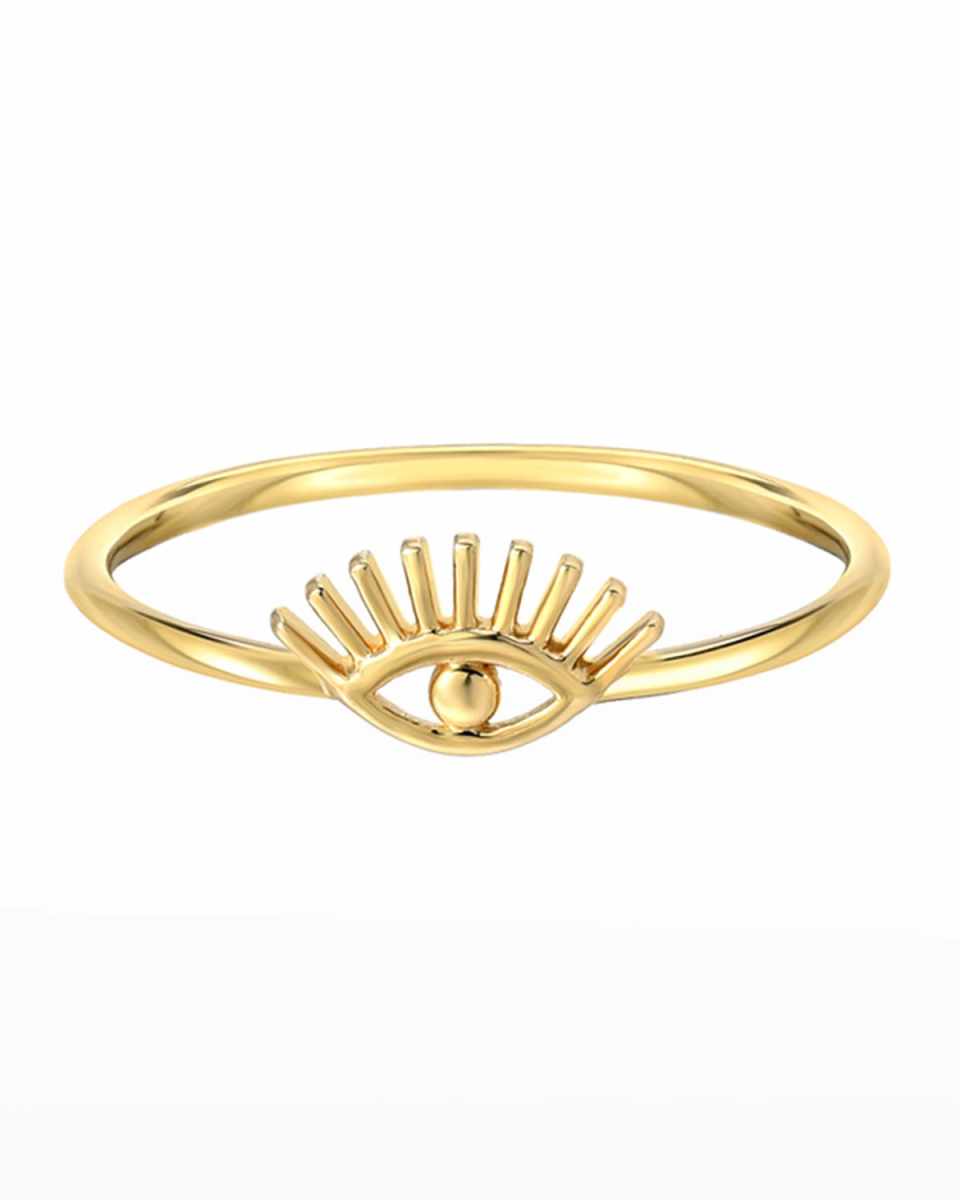 14k Gold Evil Eye w/ Eyelashes Ring