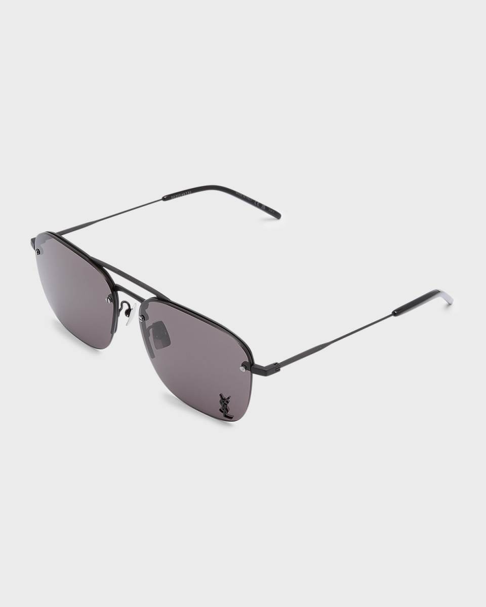 Raised YSL Metal Aviator Sunglasses