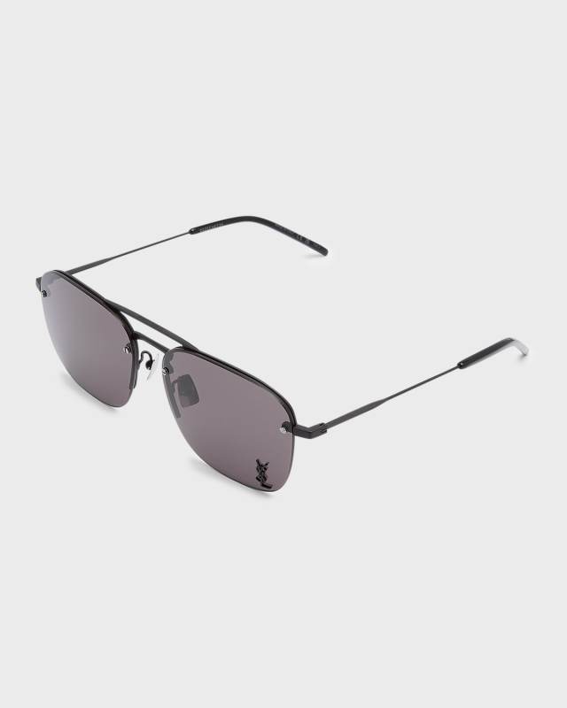 Raised YSL Metal Aviator Sunglasses