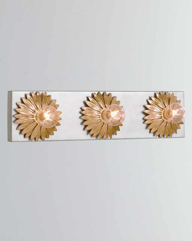 Broche 3-Light Antiqued Gold and Silver Bathroom Vanity