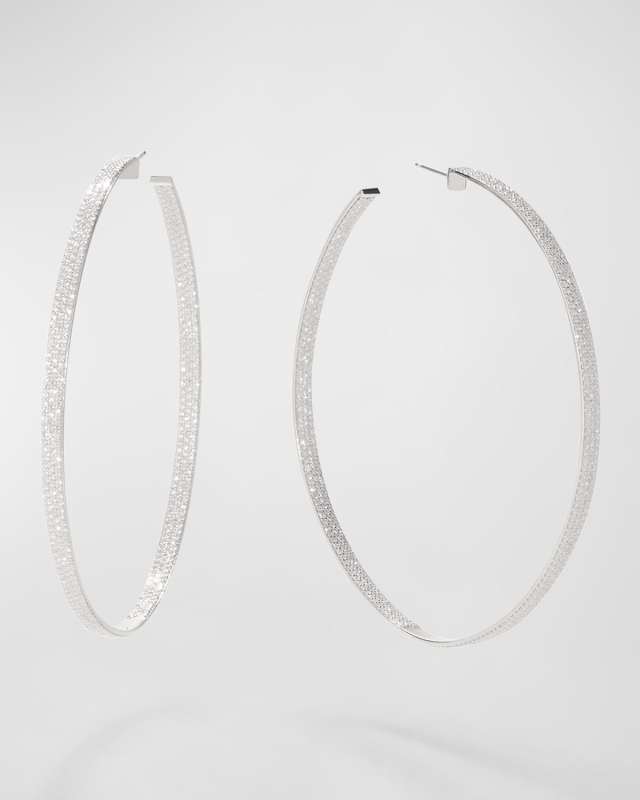 Flawless Diamond Wide Vanity Hoop Earrings, 50mm