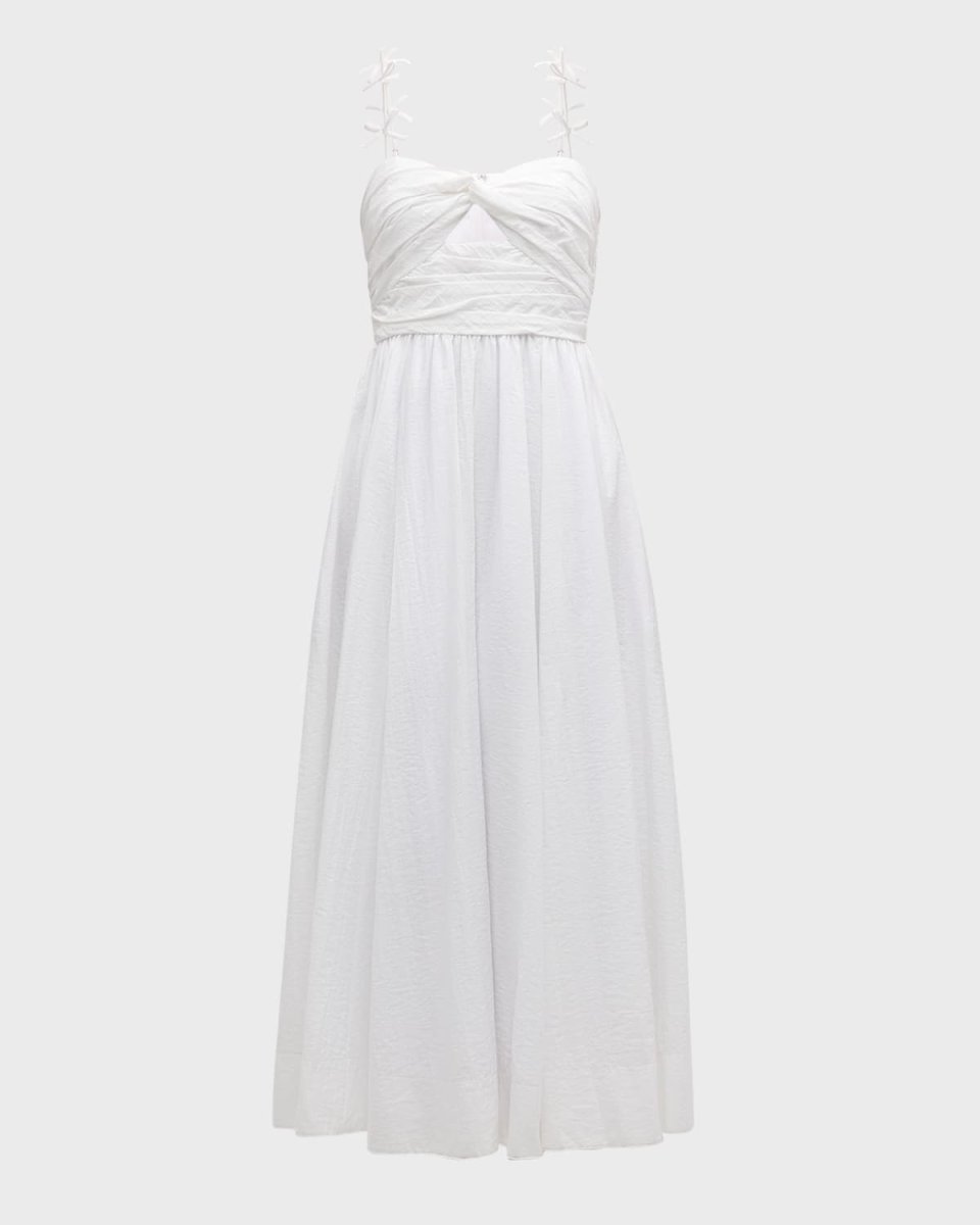 Agnes Bow-Strap Sweetheart Midi Dress