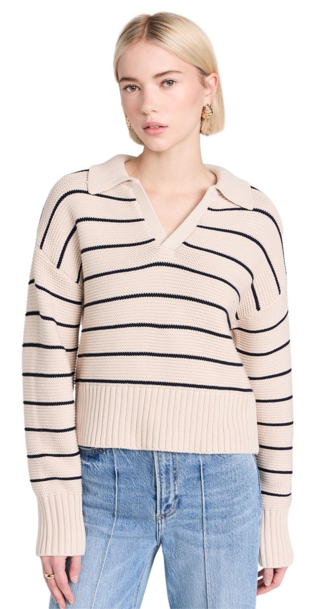 Pistola Denim Arlo Sweater Dove Navy Stripe