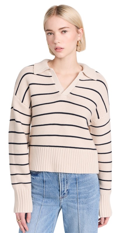 Pistola Denim Arlo Sweater Dove Navy Stripe
