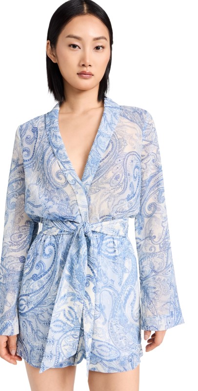 L'AGENCE Arabell Romper Ivory/Blue Decorated Paisley
