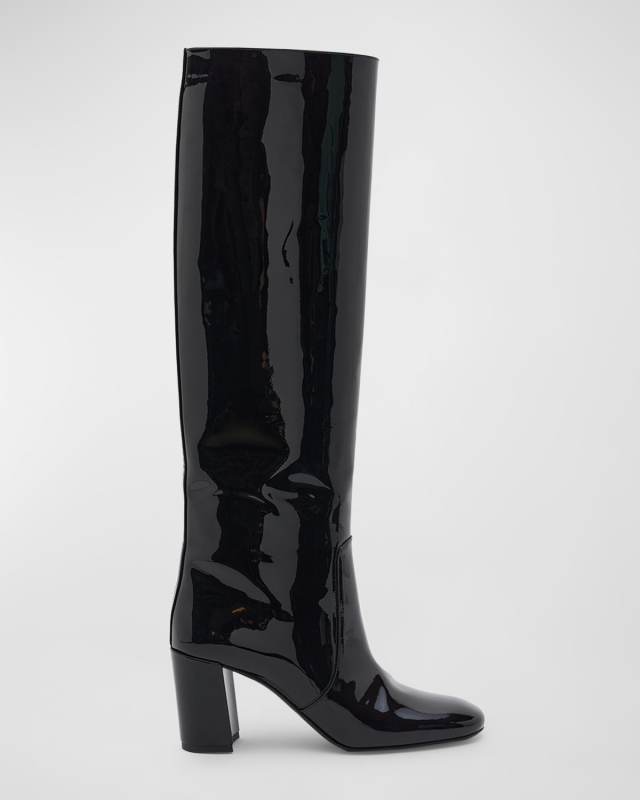 Who Patent Block-Heel Knee Boots
