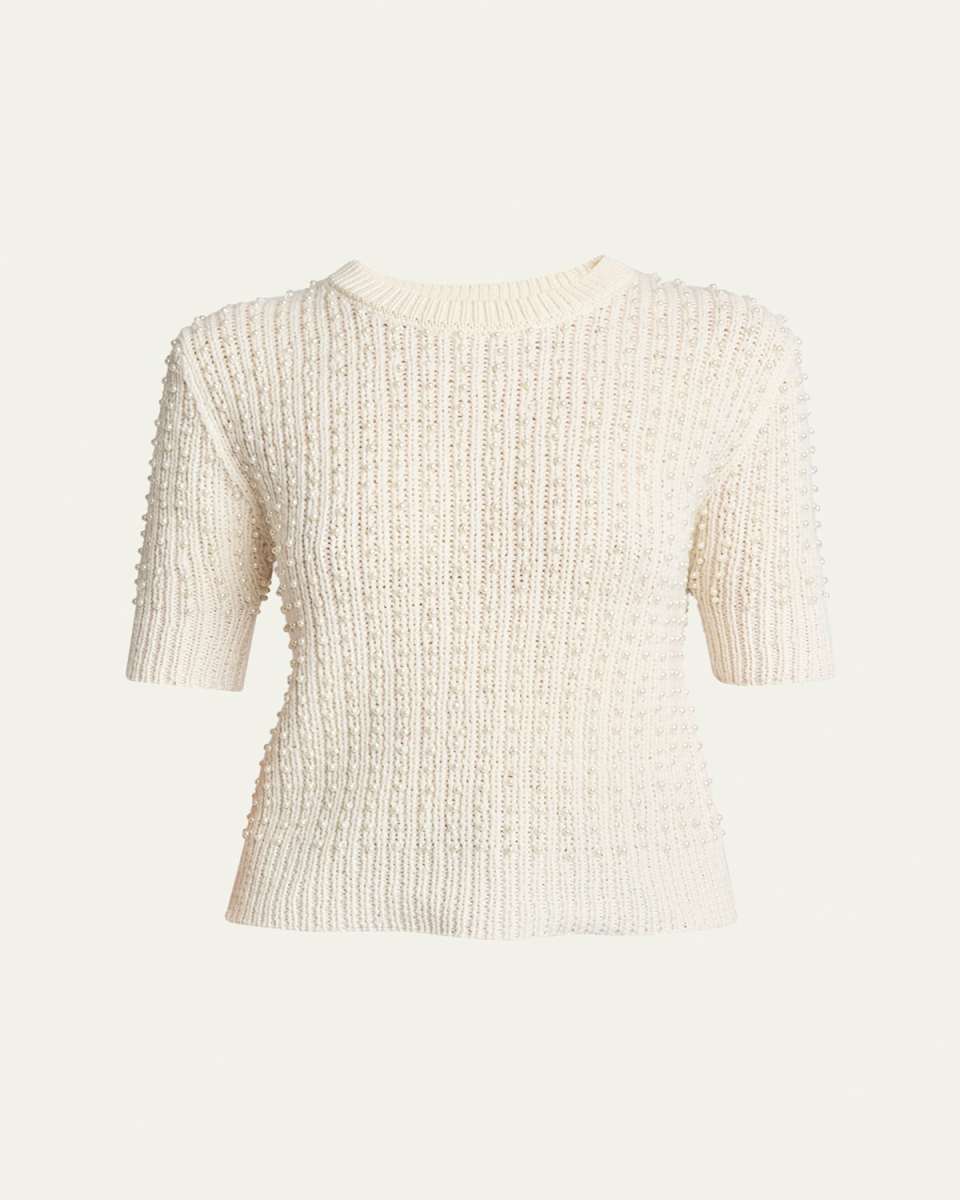 Cashmere Knit Sweater with Pearly Details