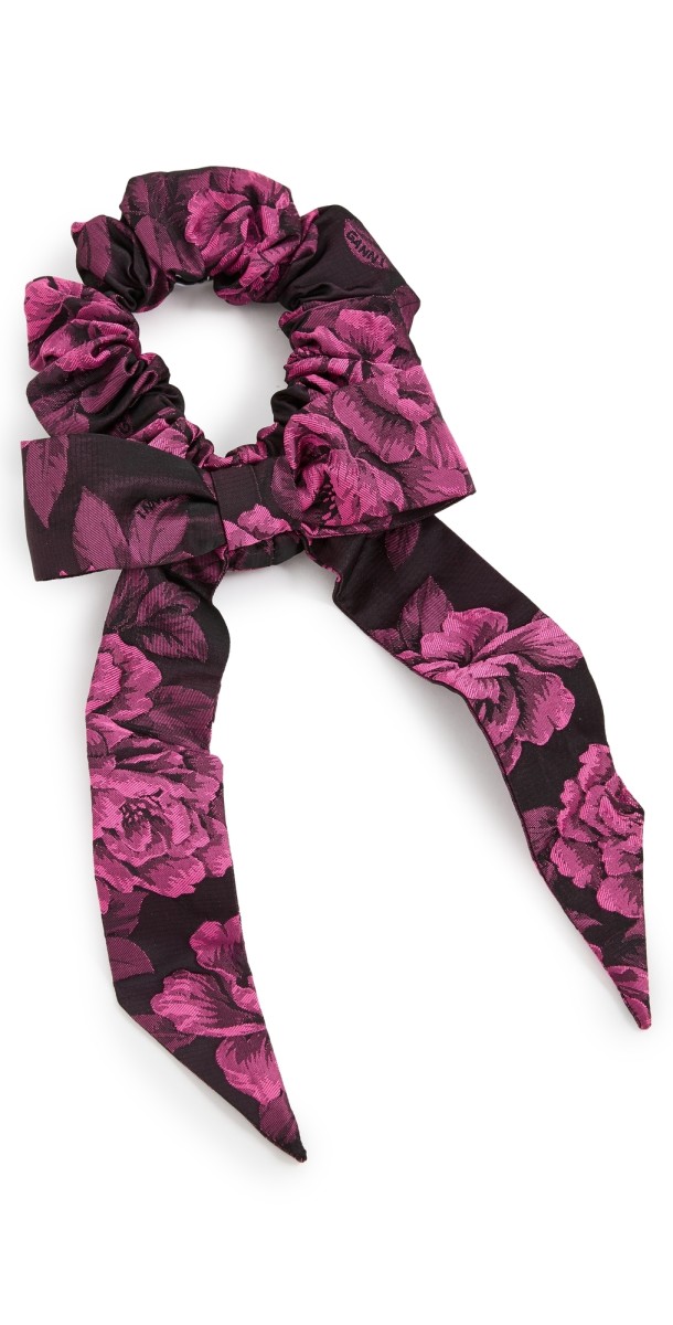 GANNI Botanical Jacquard Bow Scrunchie Cone Flower