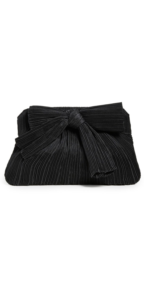 Loeffler Randall Rayne Pleated Frame Clutch with Bow Black