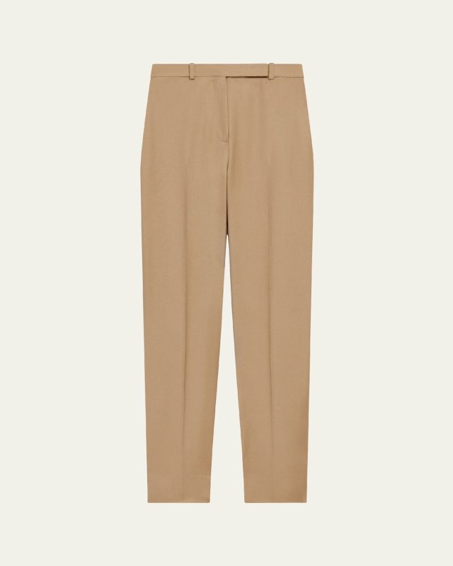 High-Waist Virgin Wool Tapered Ankle Pants
