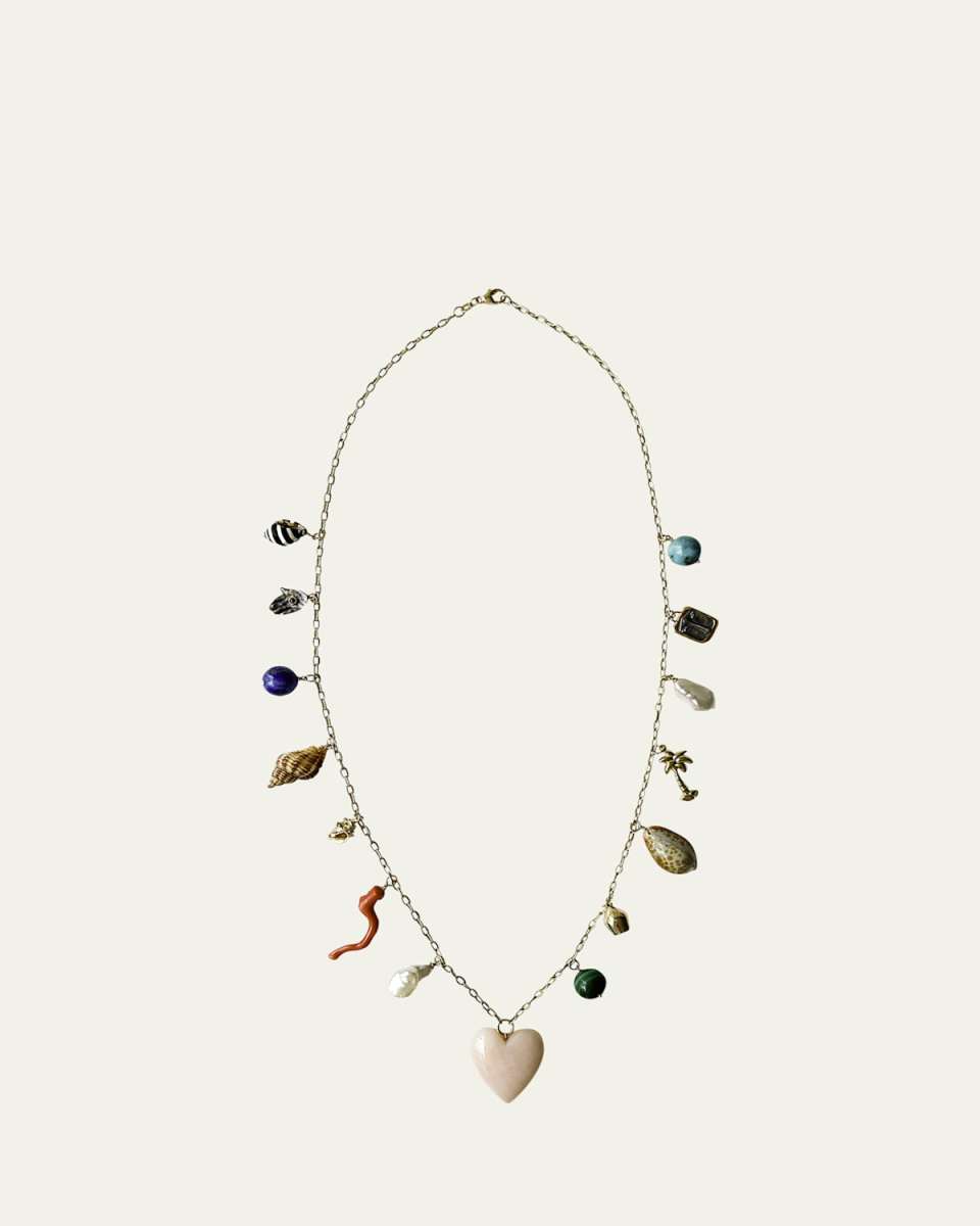 Les Charmantes Opal Heart Charm Necklace