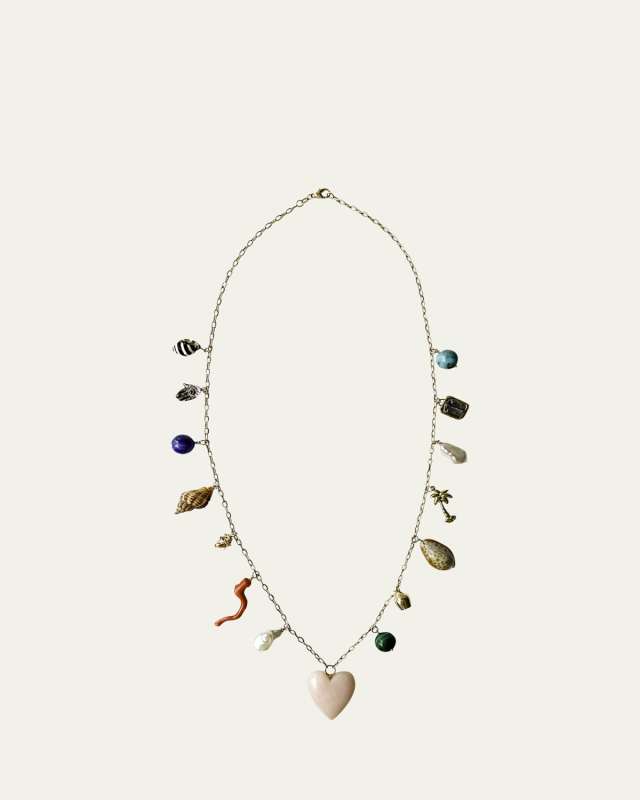 Les Charmantes Opal Heart Charm Necklace