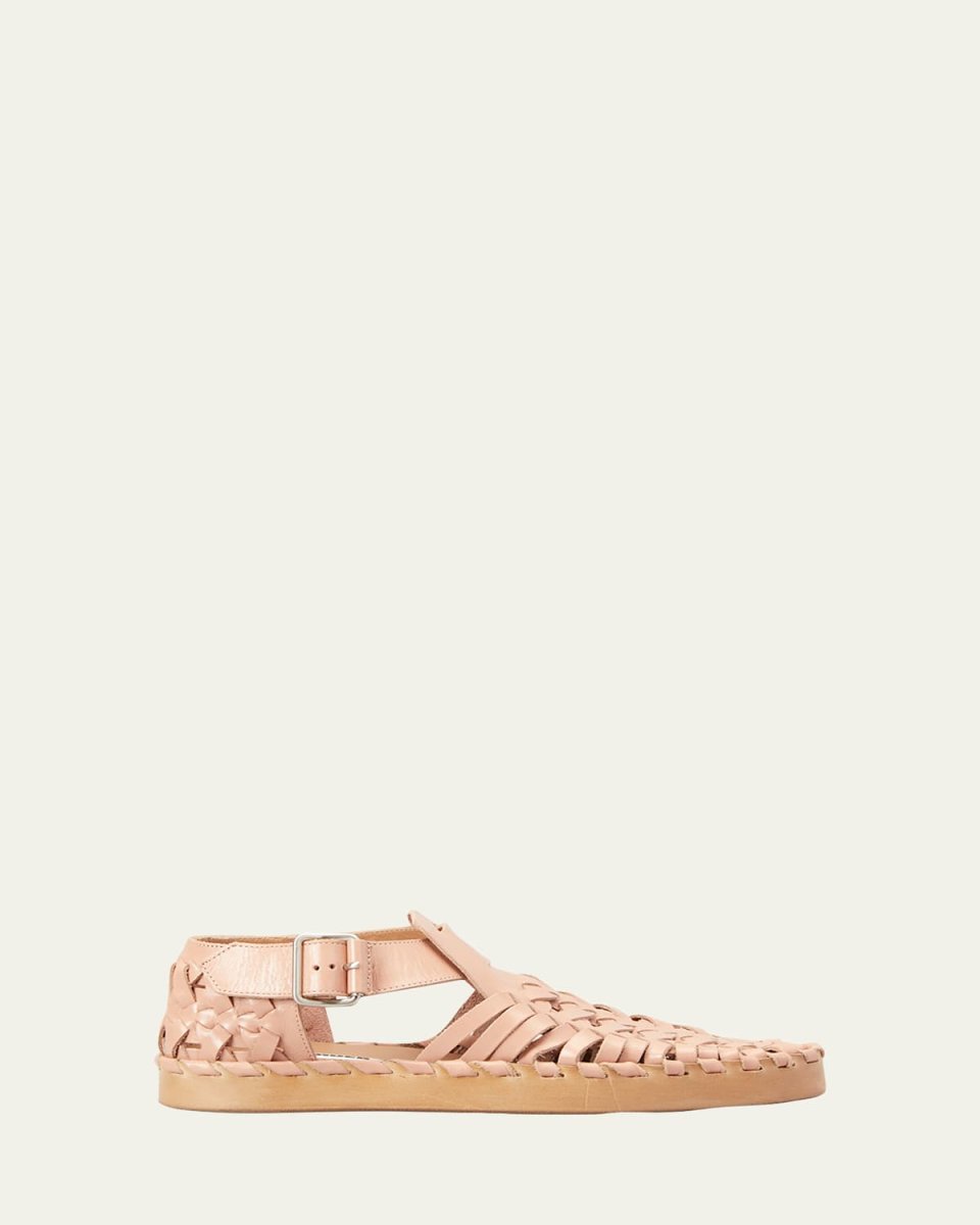 Woven Calfskin Gladiator Sandals