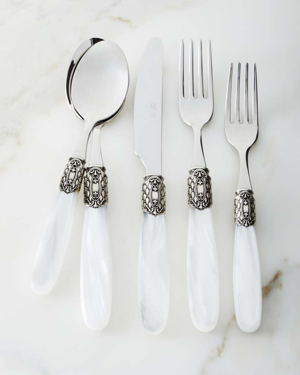 20-Piece Victoria Shine Flatware Set, White