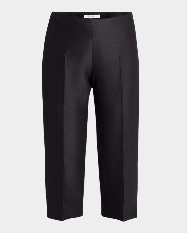 Adelie High-Rise Slit-Hem Capri Pants