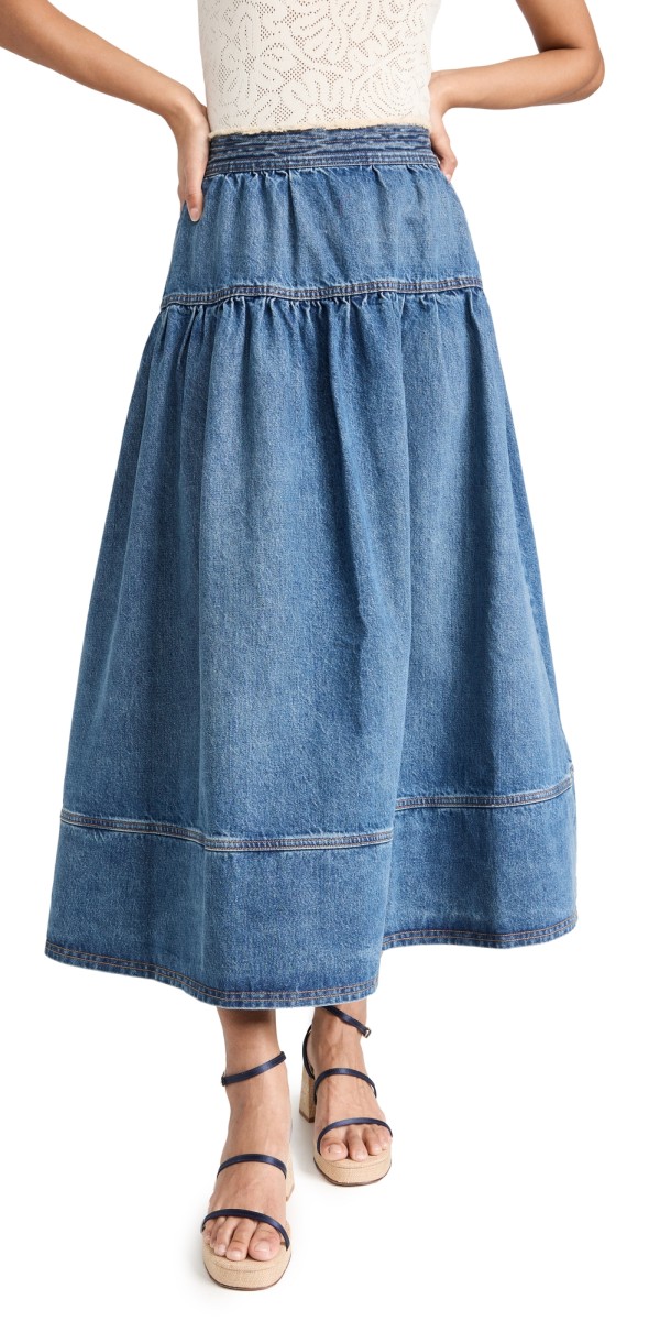 Ulla Johnson The Astrid Skirt Danube Medium Indigo Wash
