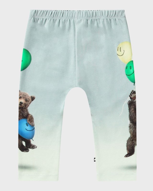 Girl's Sabb Bear-Print Pants, Size 6M-