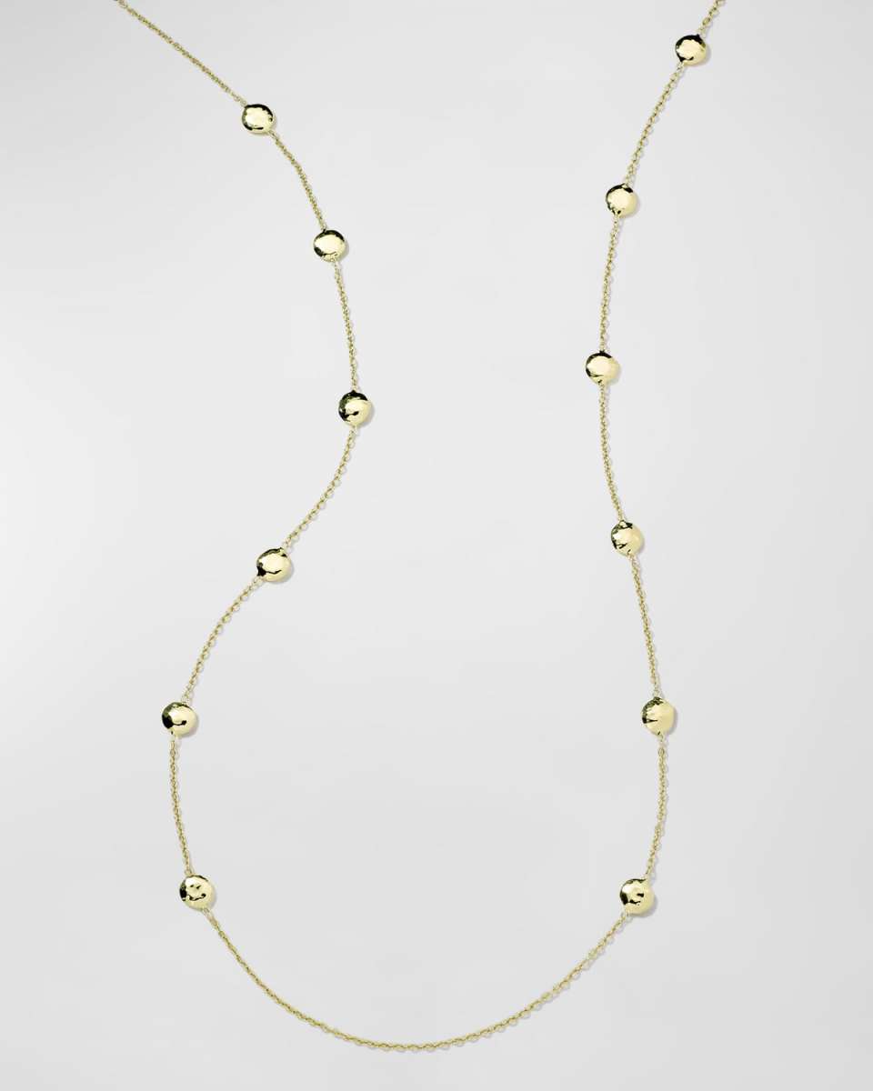 Long Hammered Pinball Layering Necklace in 18K Gold