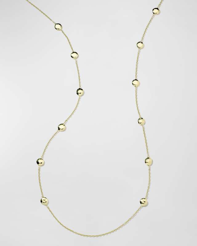 Long Hammered Pinball Layering Necklace in 18K Gold