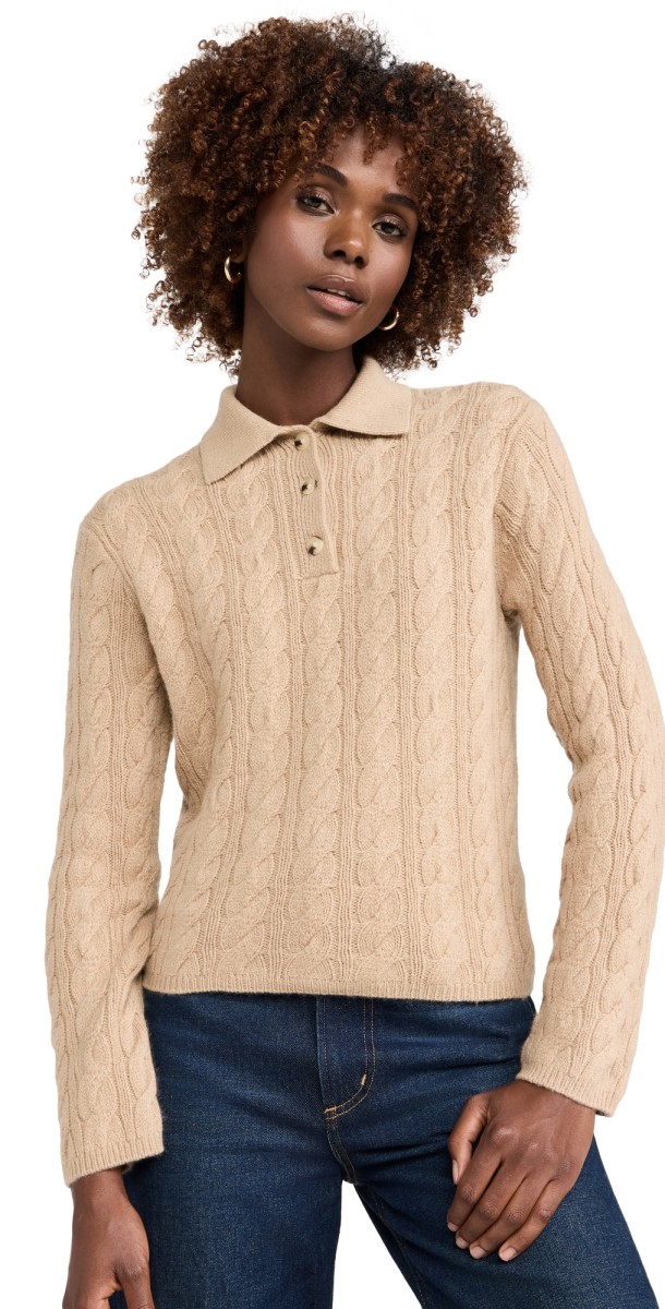 Vince Cable Knit Polo Cashew