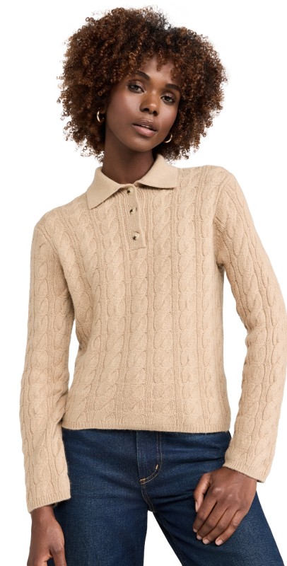 Vince Cable Knit Polo Cashew