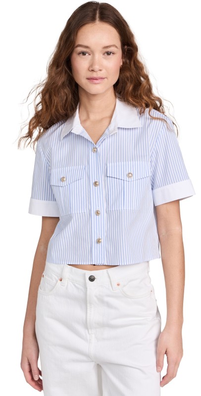 Generation Love Alida Pinstripe Shirt White/Light Blue