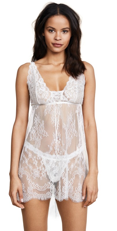 Hanky Panky Victoria Lace Chemise with G-String Light Ivory