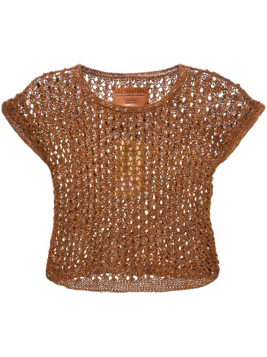 knitted leather top