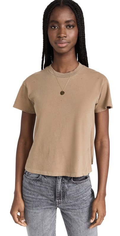 MADEWORN ROCK Crop Solid Tee Fawn