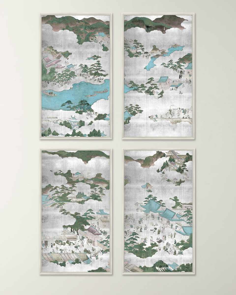 "Kyoto Screen" Giclee Art Canvases, Set of 4