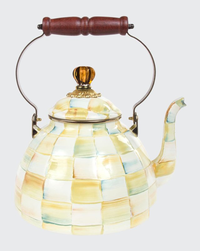 Parchment Check 3-Quart Tea Kettle