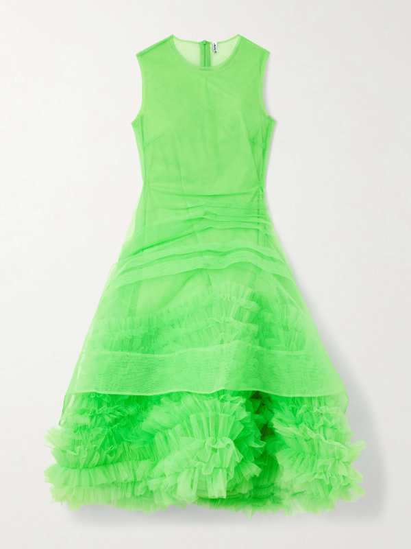 Molly Goddard Asher layered ruffled tulle midi dress