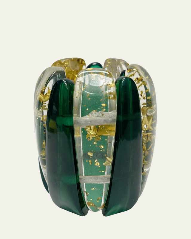 Gold Leaf Acrylic Round Napkin Rings, Set of 4