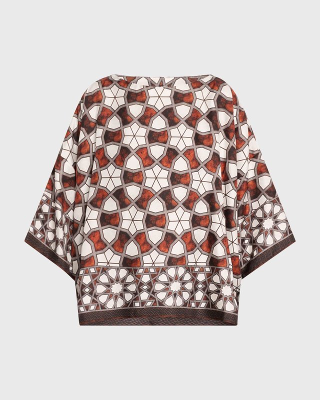 Printed Wide Bateau Neck Top (Mid Plus Length)