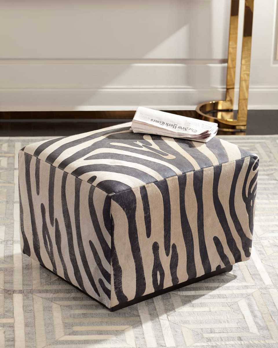 Morano Hair On Hide Ottoman