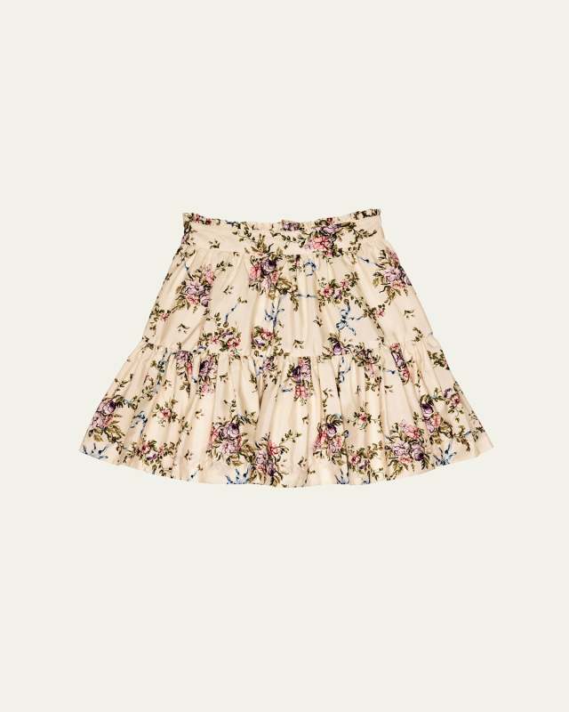 Girl's Belle Floral-Print Skirt, Size 2T-11