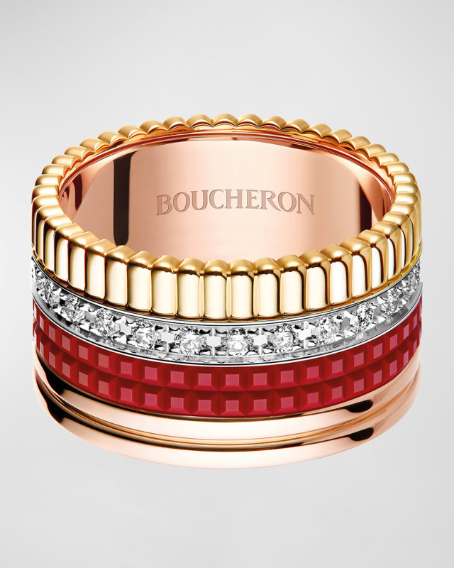 Quatre 18K Tricolor Gold Ceramic Large Ring