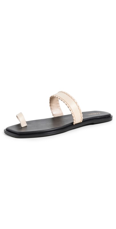 KAANAS Pirita Toe Ring Sandals with Stitching Details Black