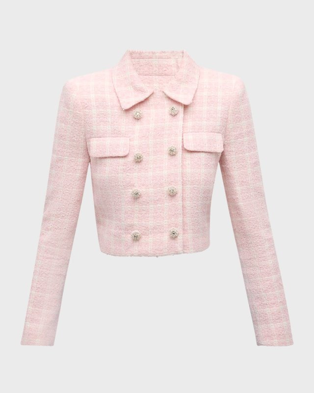 Cropped Double-Breasted Bouclé Jacket